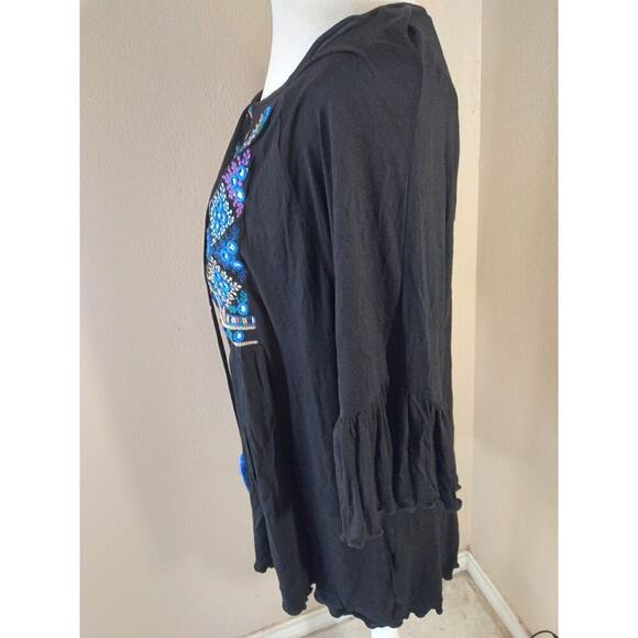 Catina Top Black Embroidered Stud Boho Fairy Beach Festival - Picture 7 of 7